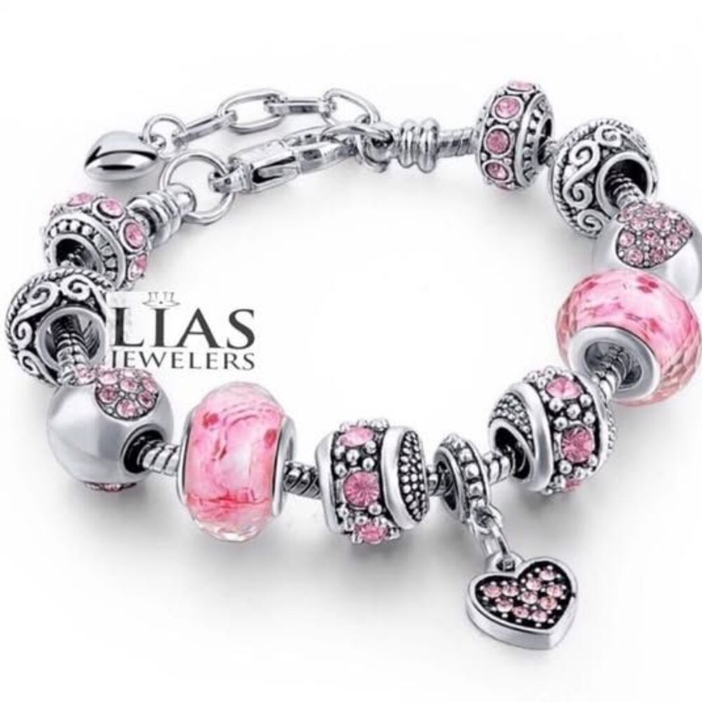 New 18k white gold pandora style bracelet